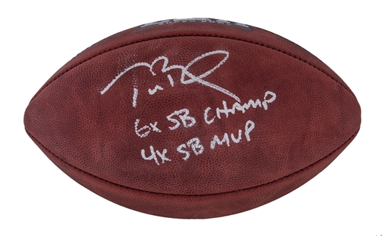 Tom Brady Signed and Inscribed "6X SB Champ, 4X SB MVP" Super Bowl LIII Wilson Football (Tristar)